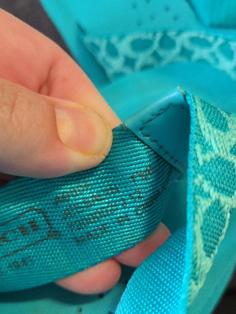 Coach Turquoise Signature Pattern Flip Flop Sandals - Picture 9 of 9